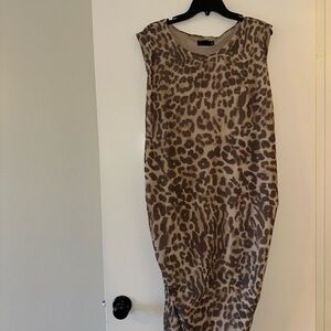 ASOS Curve Strapless Leopard Print Dress - Brown and Tan
